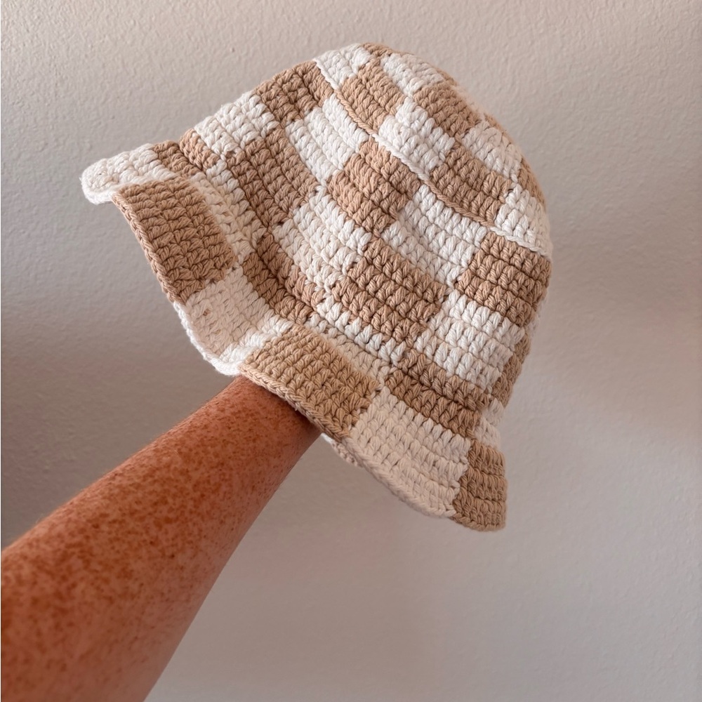 Checkered Crochet Bucket Hat